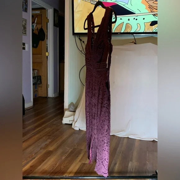 BARDOT Morgan Front Slit Lace Cocktail Dress in Dark Purple Size 2 XS - Picture 11 of 11